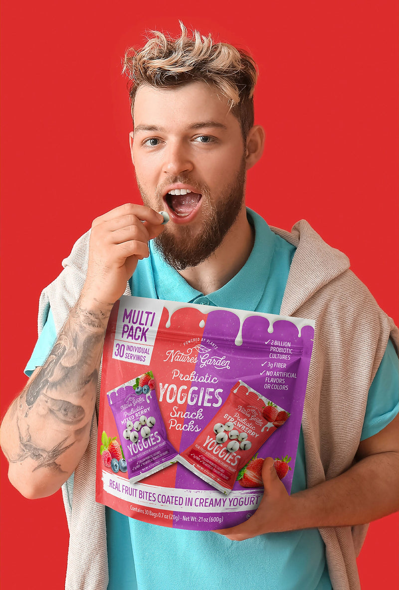 Nature's Garden Probiotic Yoggies Yogurt Fruit Gummies Variety Pack, 21 oz., 30/Pack (220-02303)