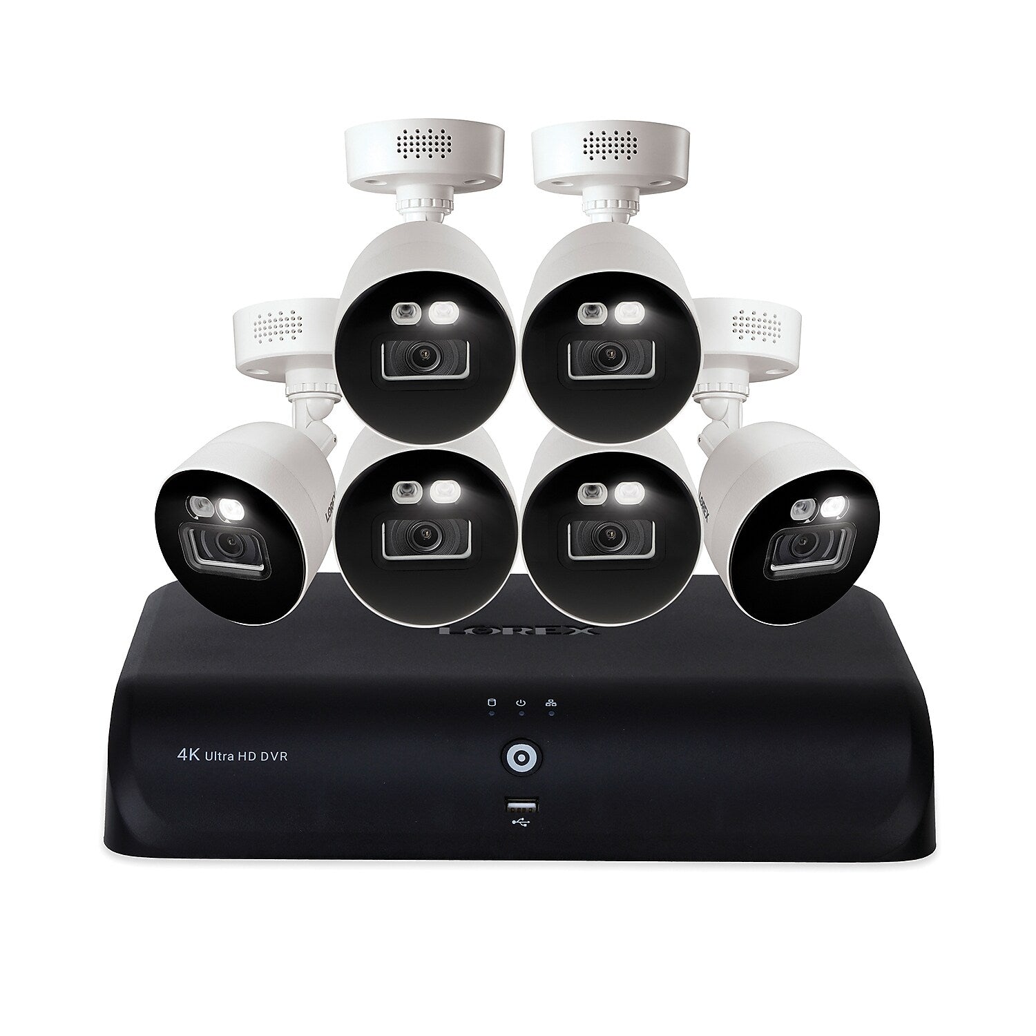 Lorex Fusion 4K 8.0-MP 12-Camera-Capable 2-TB DVR System with 6 Wired Smart Deterrence CVI Cameras, White (D881A82B-8DA6-E)