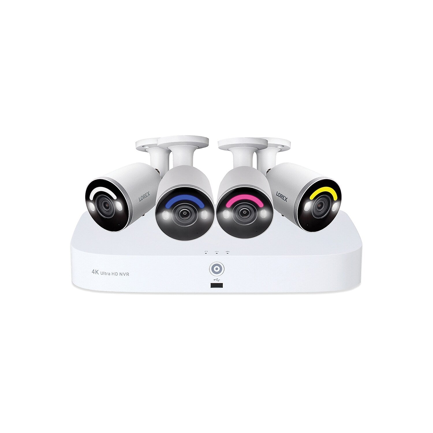 Lorex Fusion 4K 8.0-MP 16-Camera-Capable 2-TB NVR System with 4 IP Smart-Deterrence Bullet Cameras, White (N847A62-8A4-E)