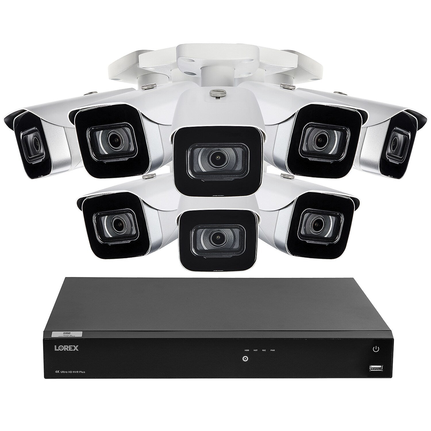 Lorex Fusion 4K 8.0-MP 16-Camera-Capable 4-TB NVR System with 8 IP Bullet Cameras, White (N864A64B-8CA8)