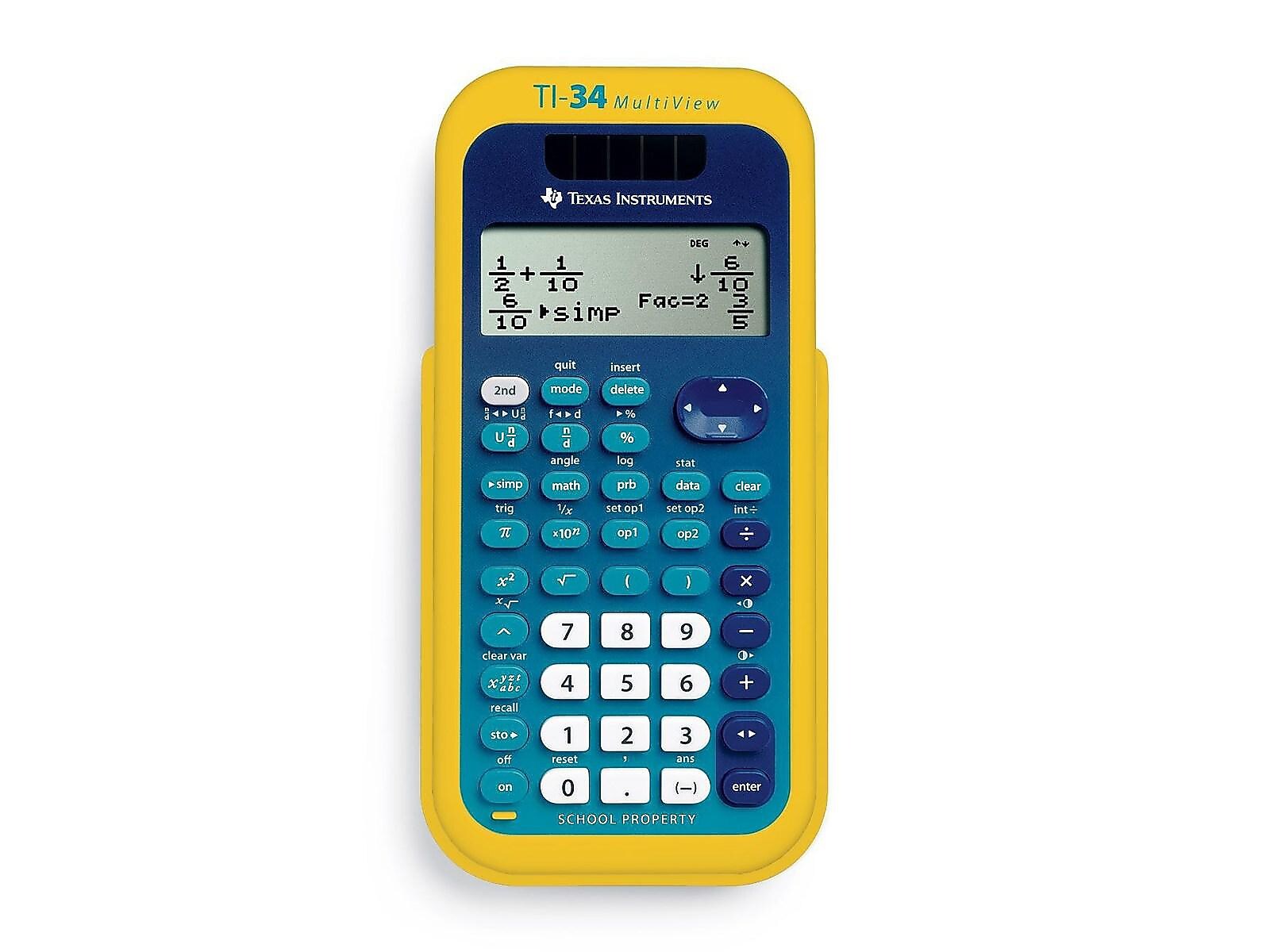 Texas Instruments Multiview TI-34 16-Digit Scientific Calculator Teacher Kit, Yellow/Blue, 10/Pack (TI34MULTVIEWTK)