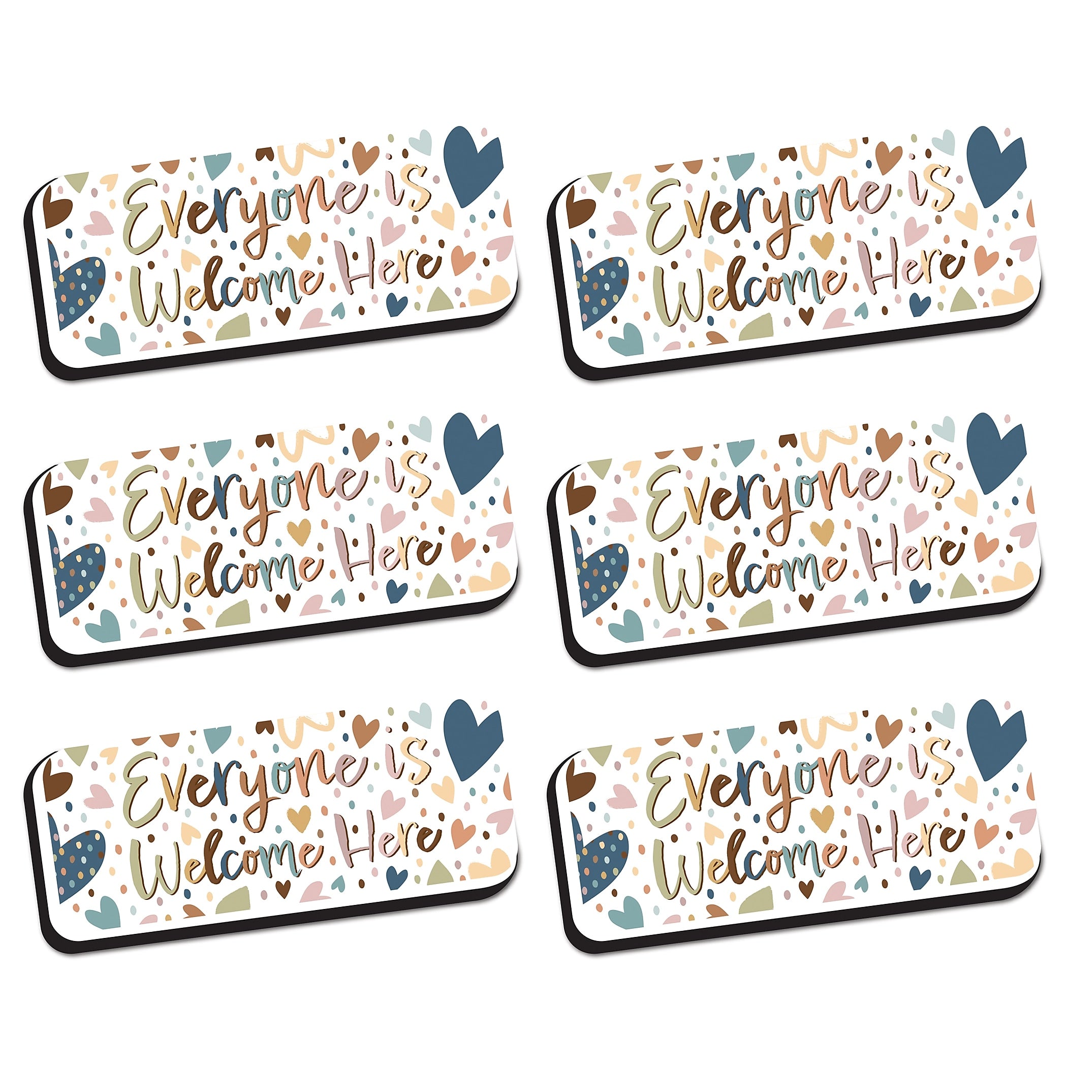 Ashley Productions Magnetic Whiteboard Eraser, Everyone is Welcome, Pack of 6 (ASH09979-6)