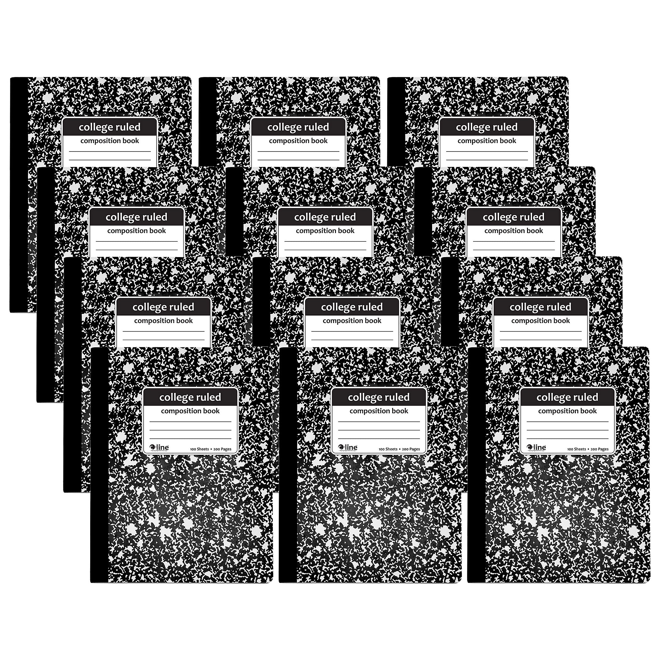 C-Line Composition Notebooks, 100 Sheets, College Ruled, Black Marble, 12/Pack (CLI22022-12)