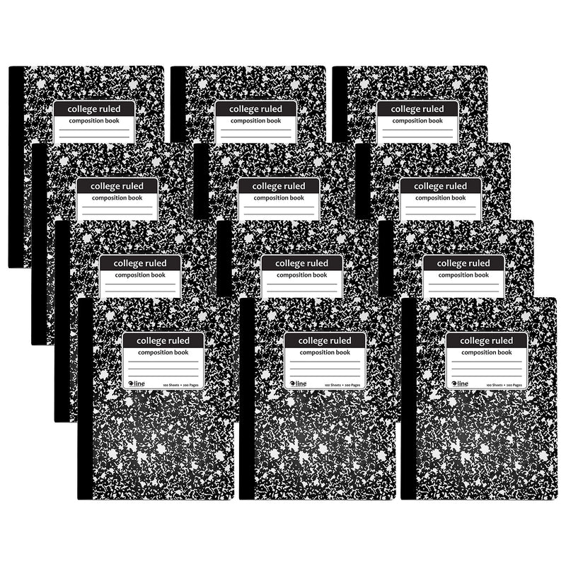 C-Line Composition Notebooks, 100 Sheets, College Ruled, Black Marble, 12/Pack (CLI22022-12)