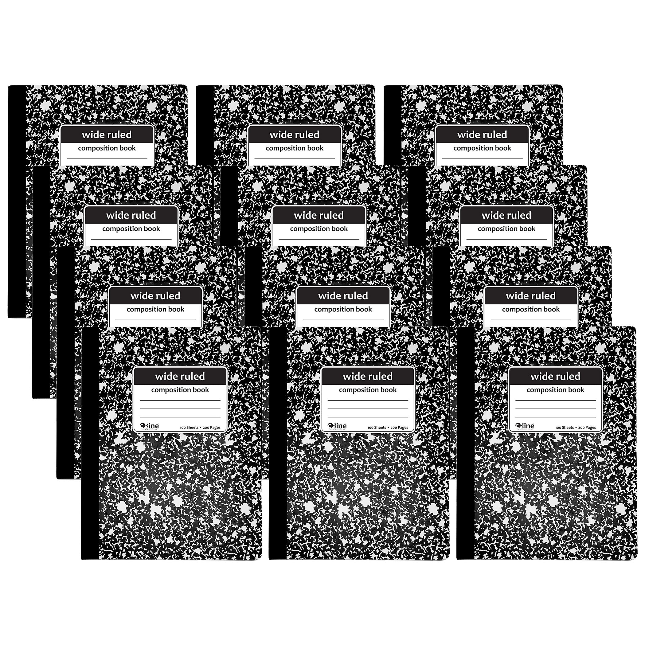 C-Line Composition Notebooks, 100 Sheets, Wide Ruled, Black Marble, 12/Pack (CLI22024-12)
