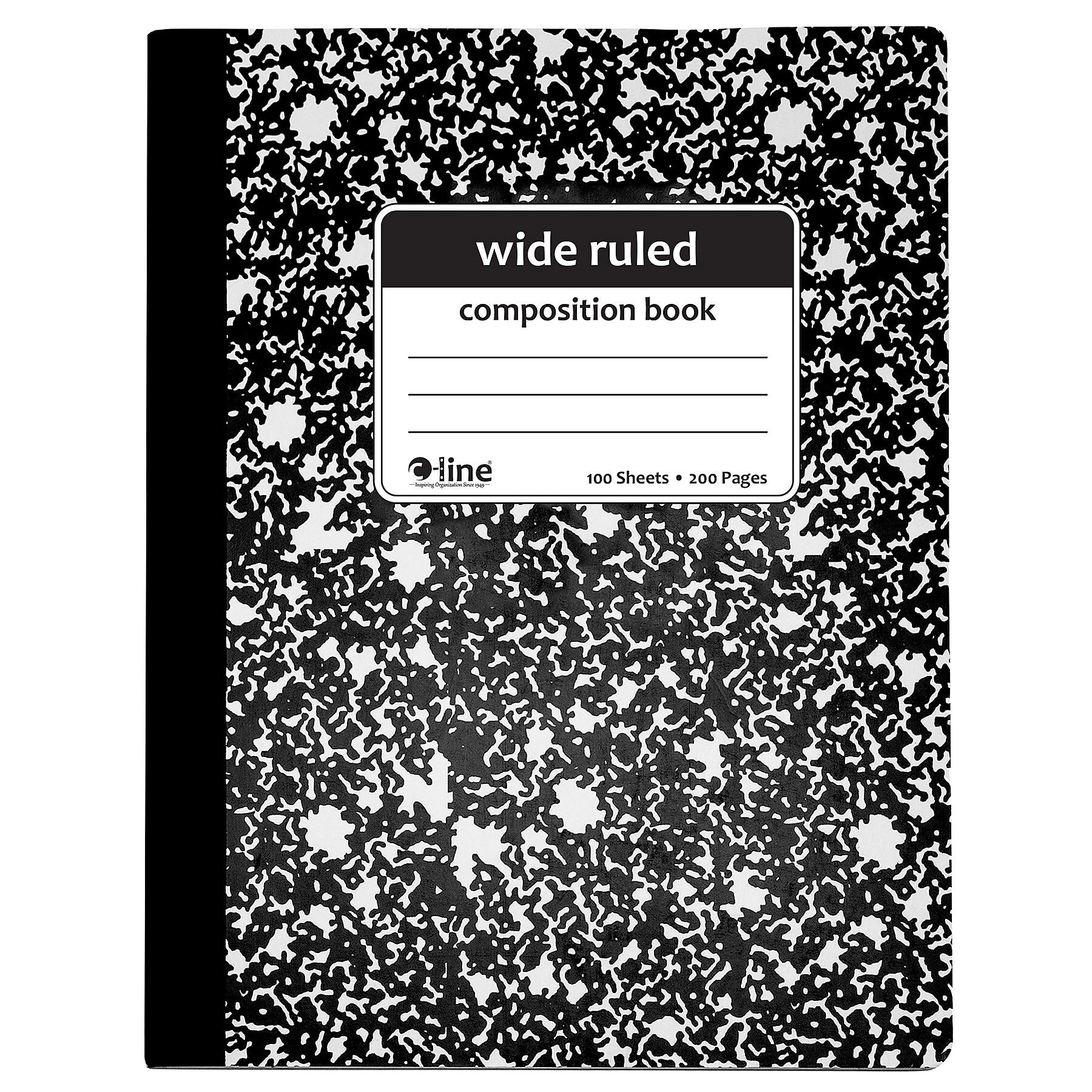 C-Line Composition Notebooks, 100 Sheets, Wide Ruled, Black Marble, 12/Pack (CLI22024-12)