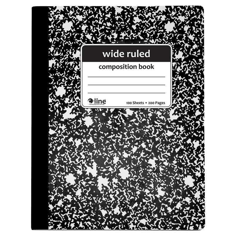 C-Line Composition Notebooks, 100 Sheets, Wide Ruled, Black Marble, 12/Pack (CLI22024-12)