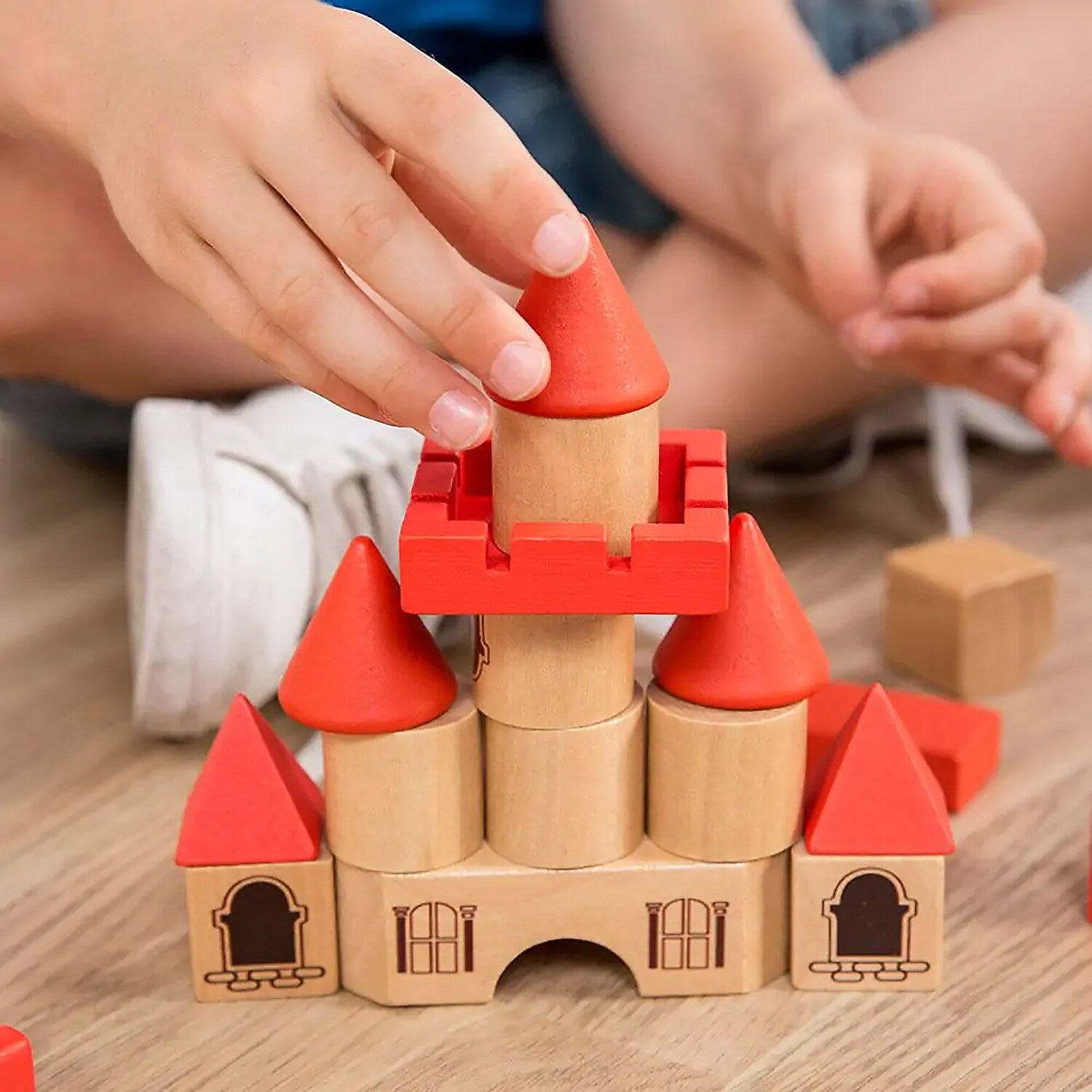 MINILAND Wooden Stacking Castle, Multicolored (MLE94050)