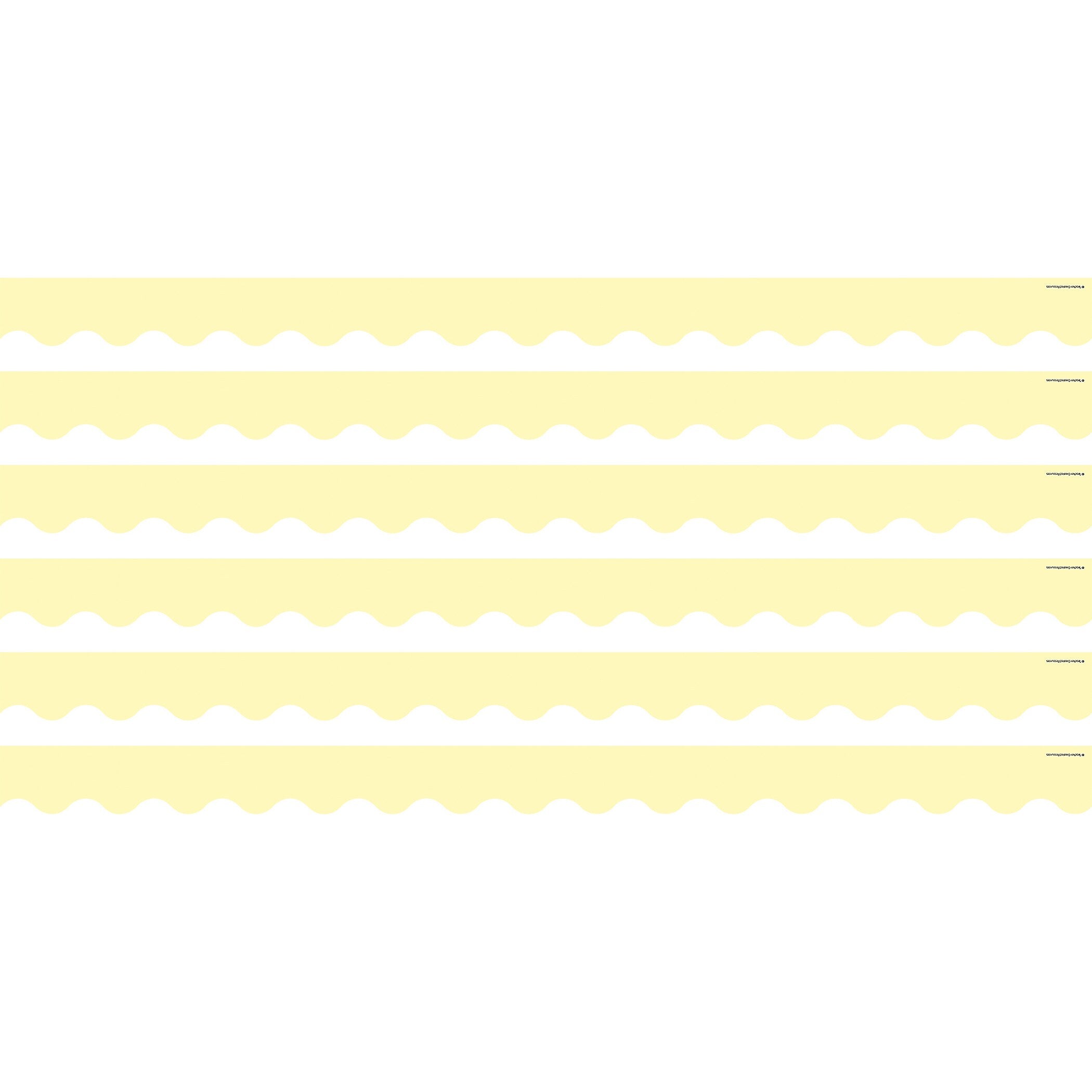 Teacher Created Resources Pastel Yellow Scalloped Border Trim, 2.92', 12/Pack, 6 Packs/Bundle (TCR8429-6)
