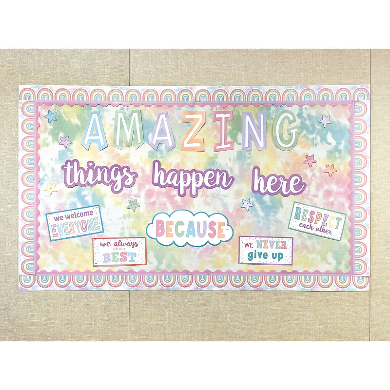 Teacher Created Resources Pastel Pop Tie-Dye Straight Border Trim, 2.92', 12/Pack, 6 Packs/Bundle (TCR8430-6)
