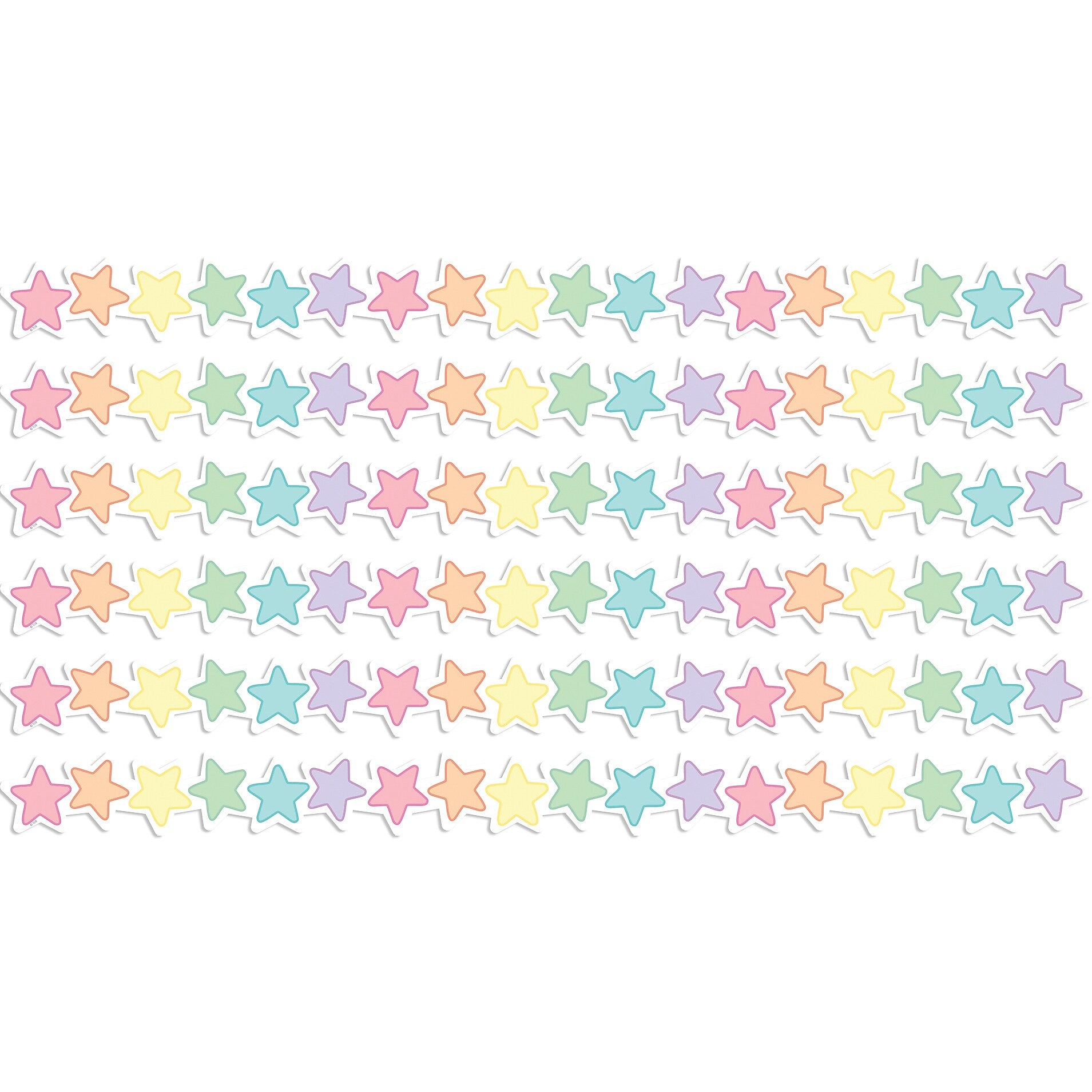 Teacher Created Resources Pastel Pop Stars Die-Cut Border Trim, 2.92', 12/Pack, 6 Packs/Bundle (TCR8432-6)