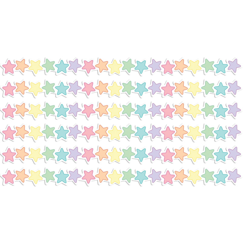 Teacher Created Resources Pastel Pop Stars Die-Cut Border Trim, 2.92', 12/Pack, 6 Packs/Bundle (TCR8432-6)