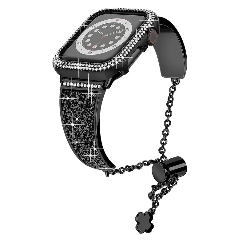 Worryfree Gadgets Metal Wristband with Bumper Case for Apple Watch, Black, 38mm (SD1618-BLK38)