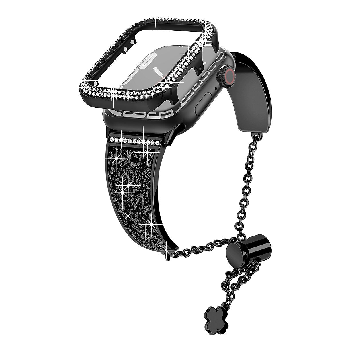 Worryfree Gadgets Metal Wristband with Bumper Case for Apple Watch, Black, 41mm (SD1618-BLK41)