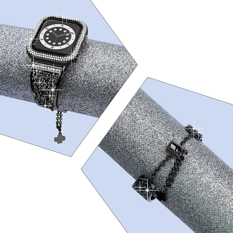 Worryfree Gadgets Metal Wristband with Bumper Case for Apple Watch, Black, 38mm (SD1618-BLK38)