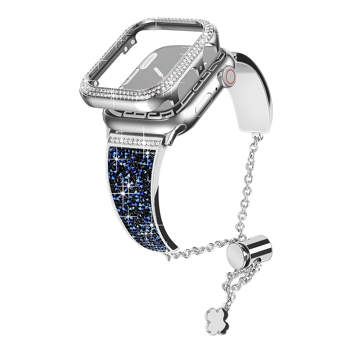 Worryfree Gadgets Metal Wristband with Bumper Case for Apple Watch, Blue/Silver, 38mm (SD1618-BLS38)