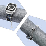 Worryfree Gadgets Metal Wristband with Bumper Case for Apple Watch, Blue/Silver, 38mm (SD1618-BLS38)