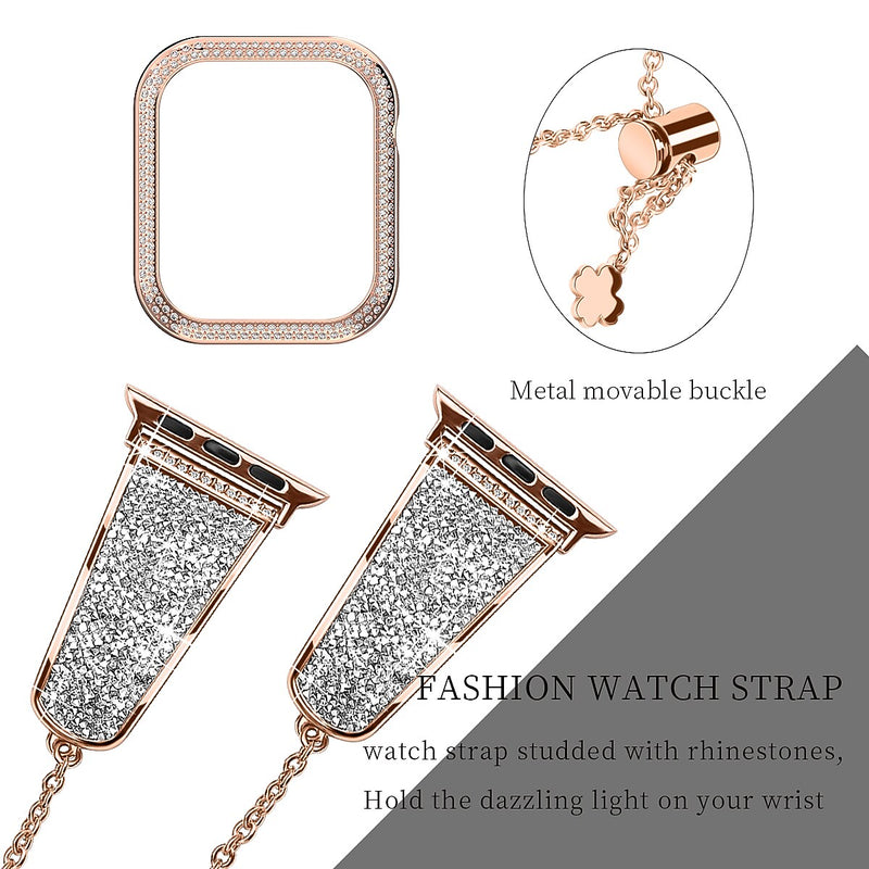 Worryfree Gadgets Metal Wristband with Bumper Case for Apple Watch, Rose Gold, 42mm (SD1618-RGD42)