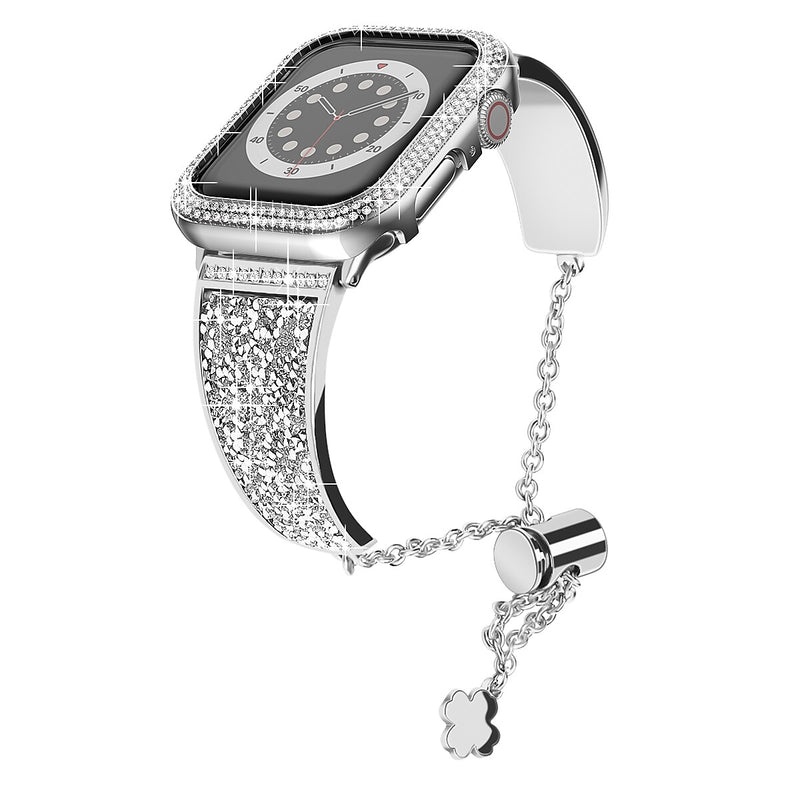 Worryfree Gadgets Metal Wristband with Bumper Case for Apple Watch, Silver, 38mm (SD1618-SLV38)