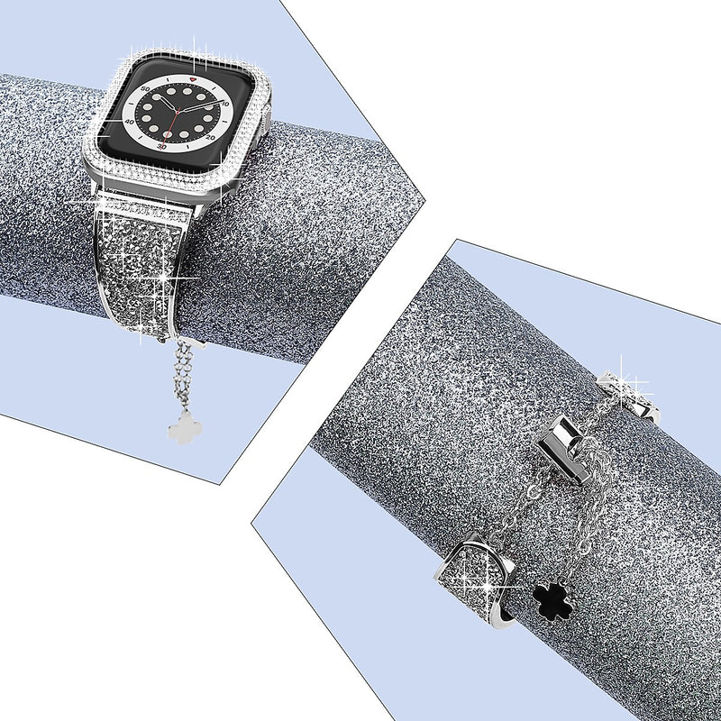 Worryfree Gadgets Metal Wristband with Bumper Case for Apple Watch, Silver, 44mm (SD1618-SLV44)