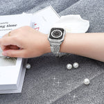 Worryfree Gadgets Metal Wristband with Bumper Case for Apple Watch, Silver, 44mm (SD1618-SLV44)
