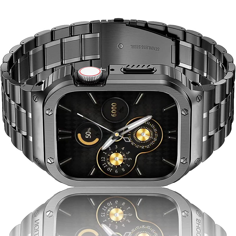Worryfree Gadgets Uni-Body Metal Wristband for Apple Watch, Black, 45mm (WX157-BLK45)