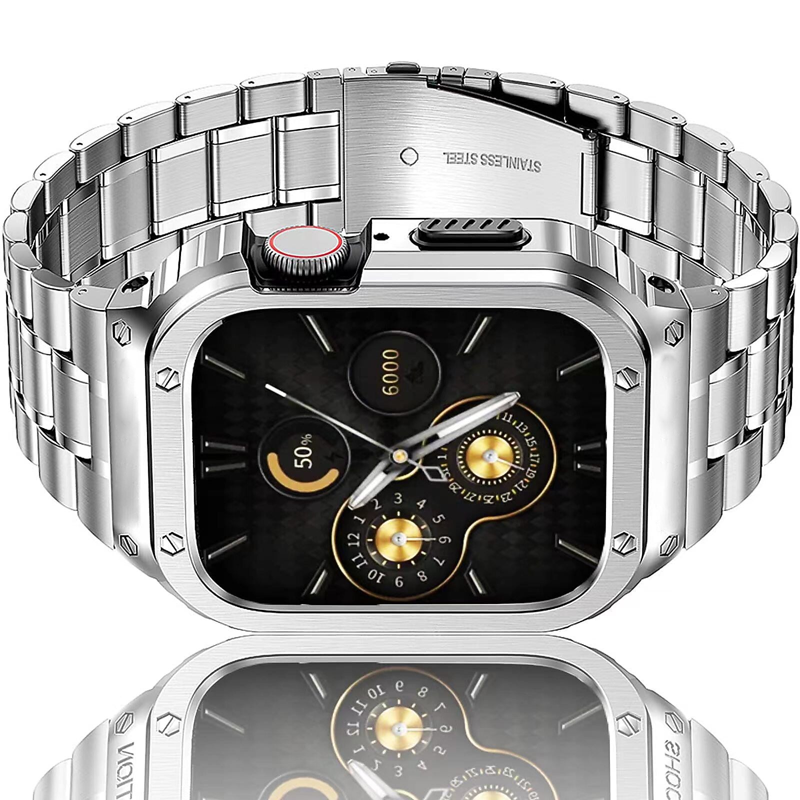 Worryfree Gadgets Uni-Body Metal Wristband for Apple Watch, Silver, 49mm (WX157-SLV49)