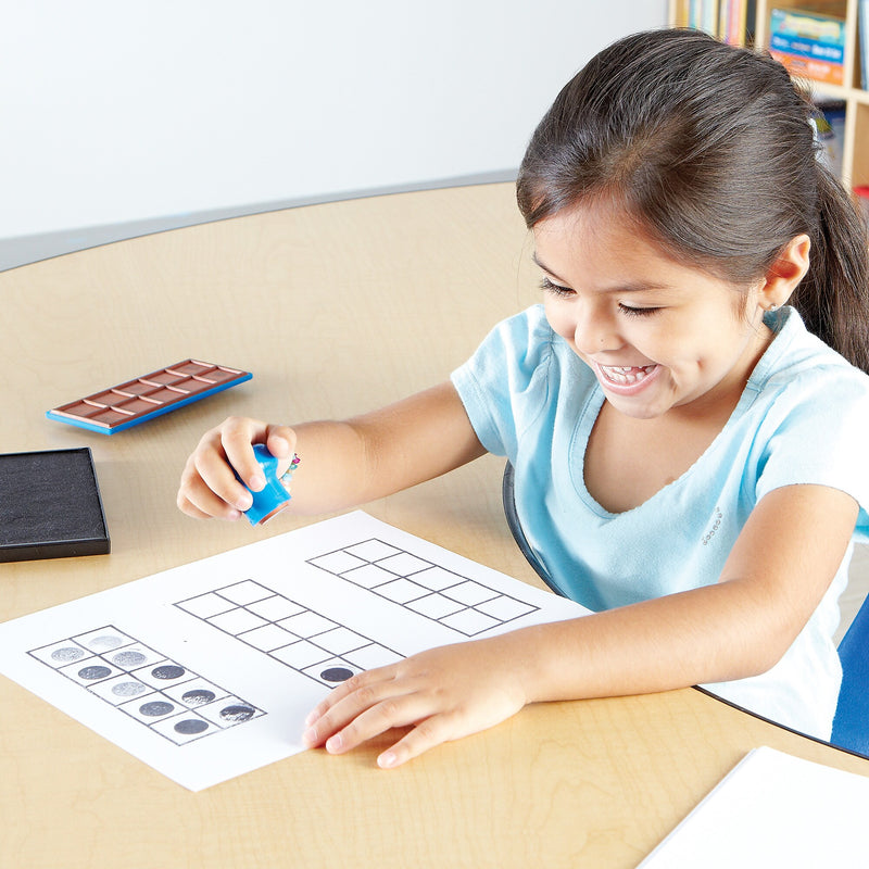 Learning Resources Ten Frame Stamps, 2.25” x 6”, Blue (LER6652)