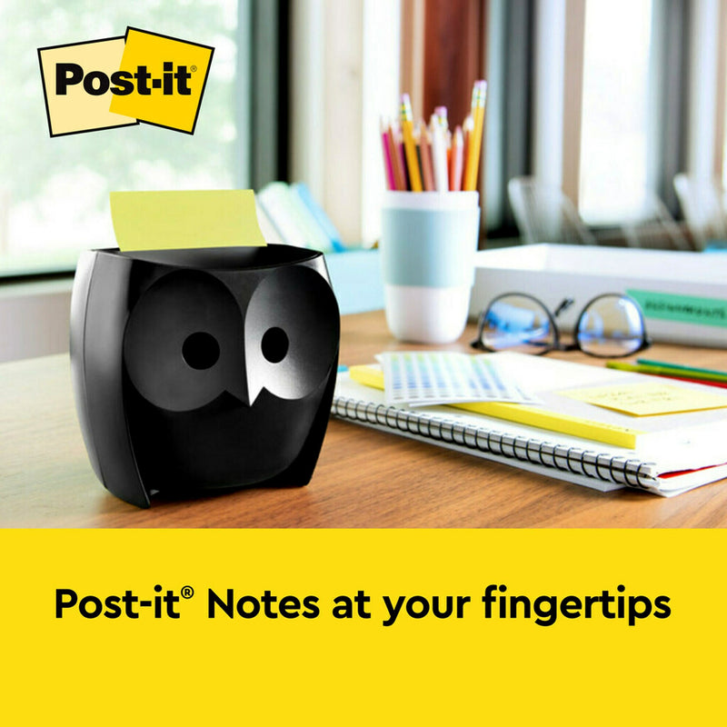 Post-it Super Sticky Notes & Owl Design Dispenser, Black (OWL-330-BK)