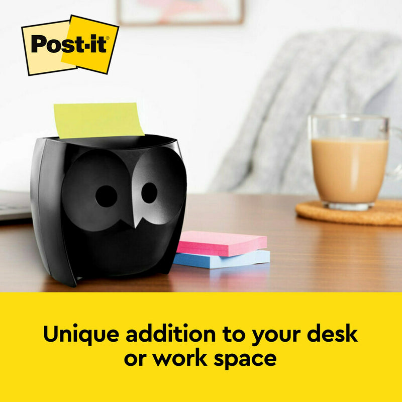 Post-it Super Sticky Notes & Owl Design Dispenser, Black (OWL-330-BK)