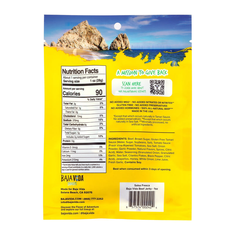 Baja Vida Salsa Fresca Beef Jerky Snack Pack, 1.0 oz., 12/Pack (220-02305)