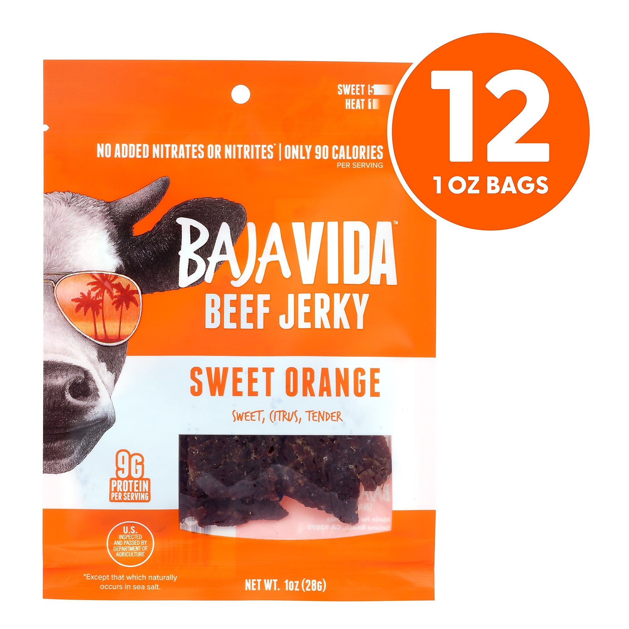 Baja Vida Sweet Orange Beef Jerky Snack Pack, 1.0 oz., 12/Pack (220-02306)