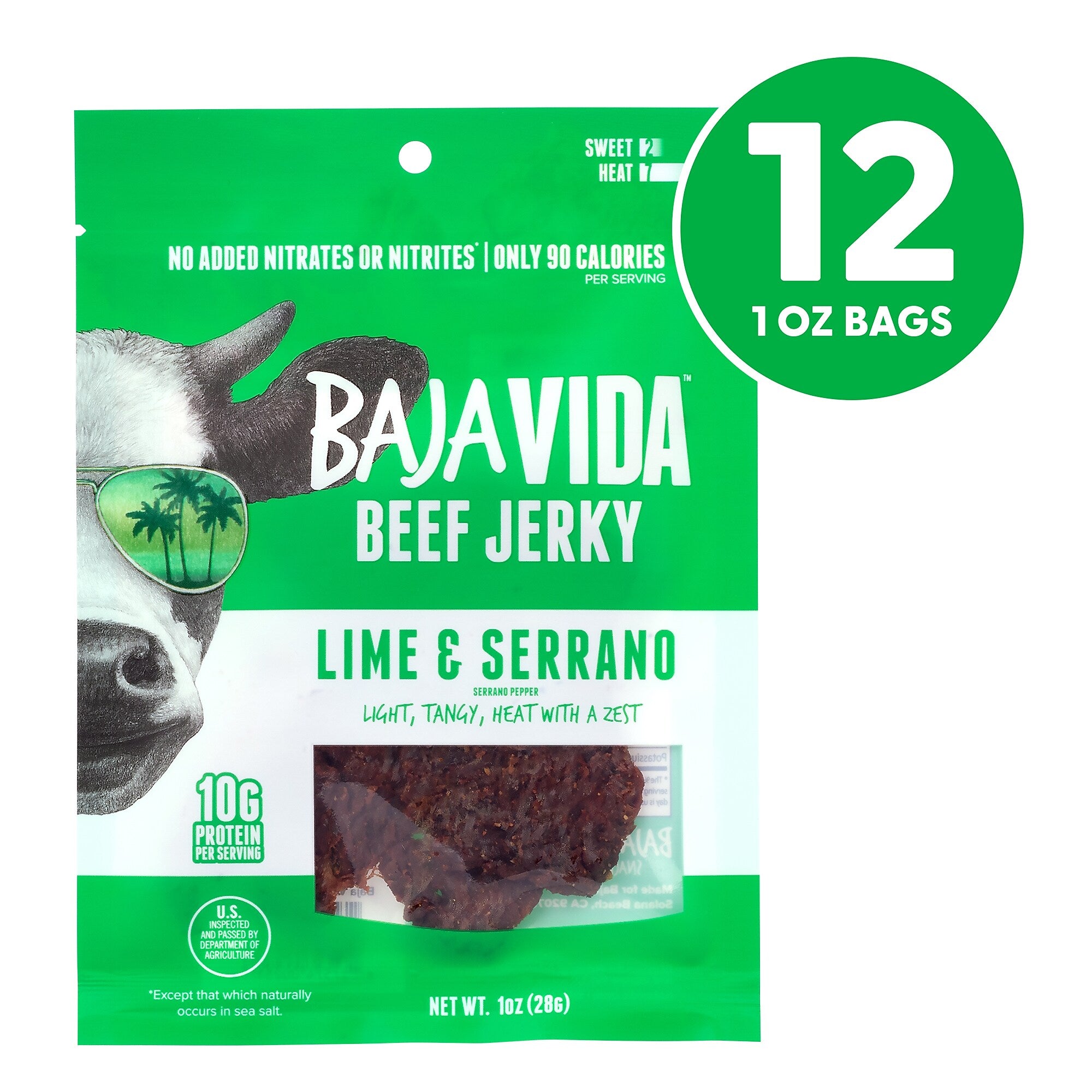 Baja Vida Lime and Serrano Pepper Beef Jerky Snack Pack, 1.0 oz., 12/Pack (220-02307)