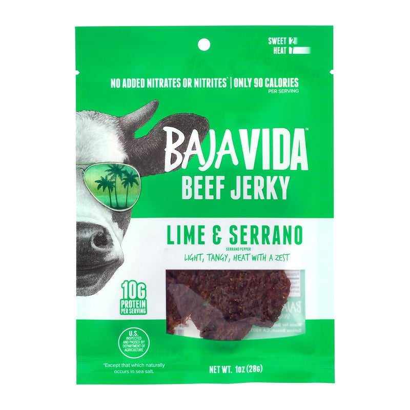 Baja Vida Lime and Serrano Pepper Beef Jerky Snack Pack, 1.0 oz., 12/Pack (220-02307)