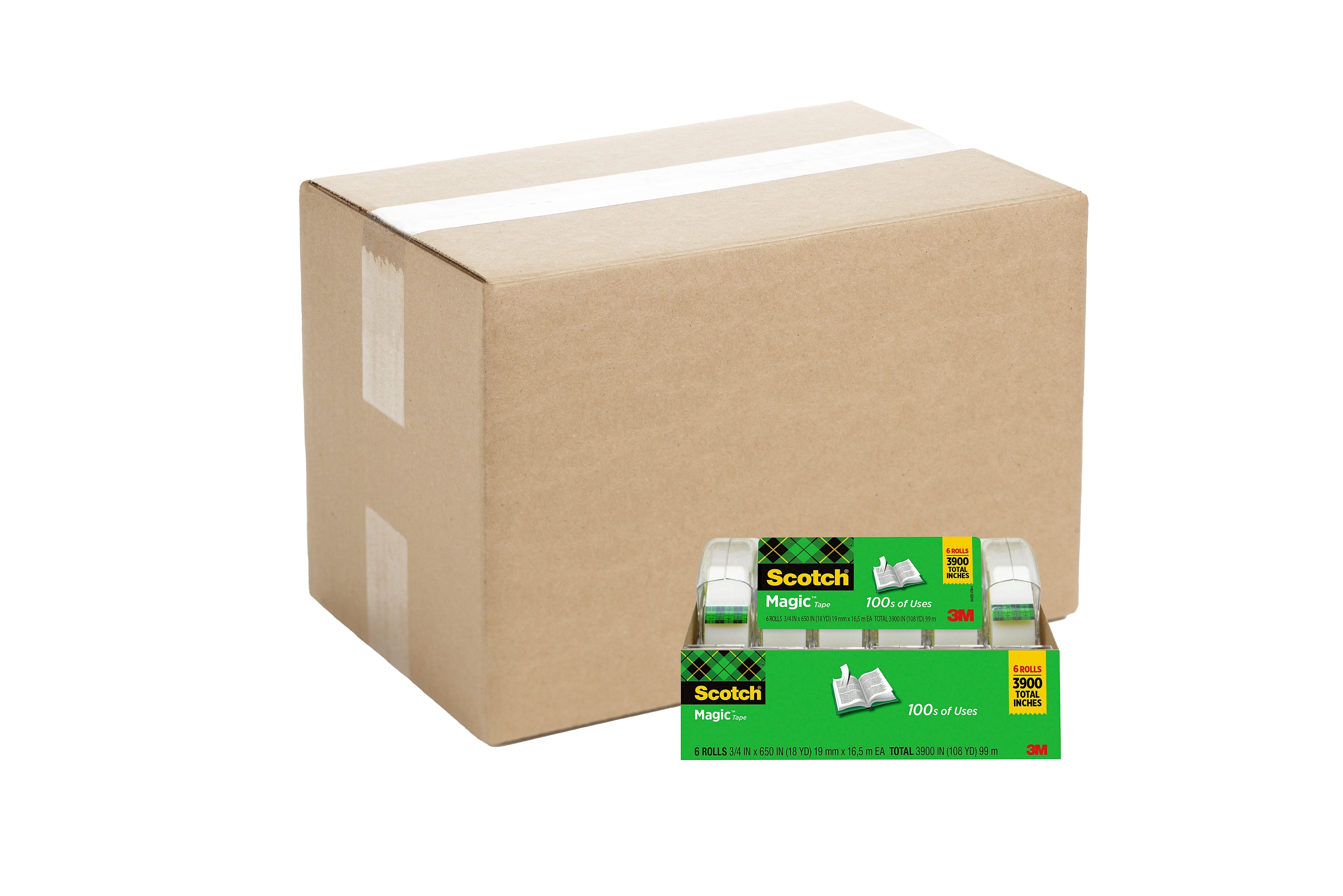 Scotch Magic Invisible Clear Tape, 3/4" x 18 yrds., 1" Core, 16/Carton (6122CA)