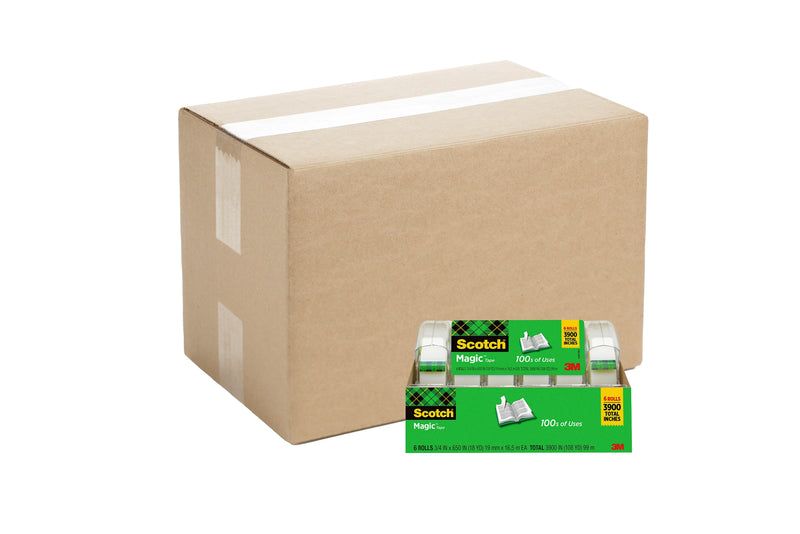 Scotch Magic Invisible Clear Tape, 3/4" x 18 yrds., 1" Core, 16/Carton (6122CA)