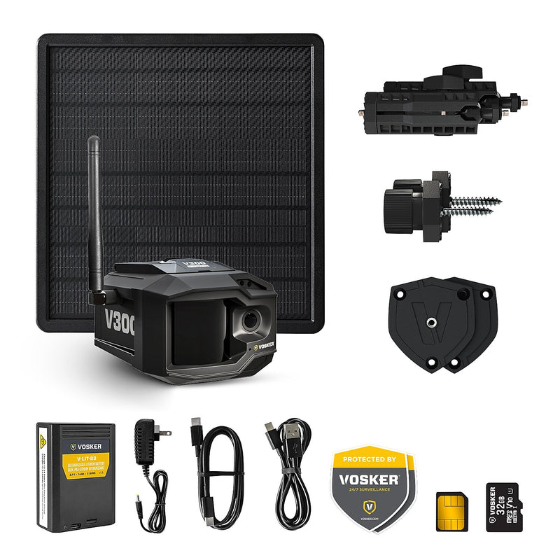 VOSKER V300 Outdoor Wired/Wireless Solar Security Camera, Black (V300-ULT-US)