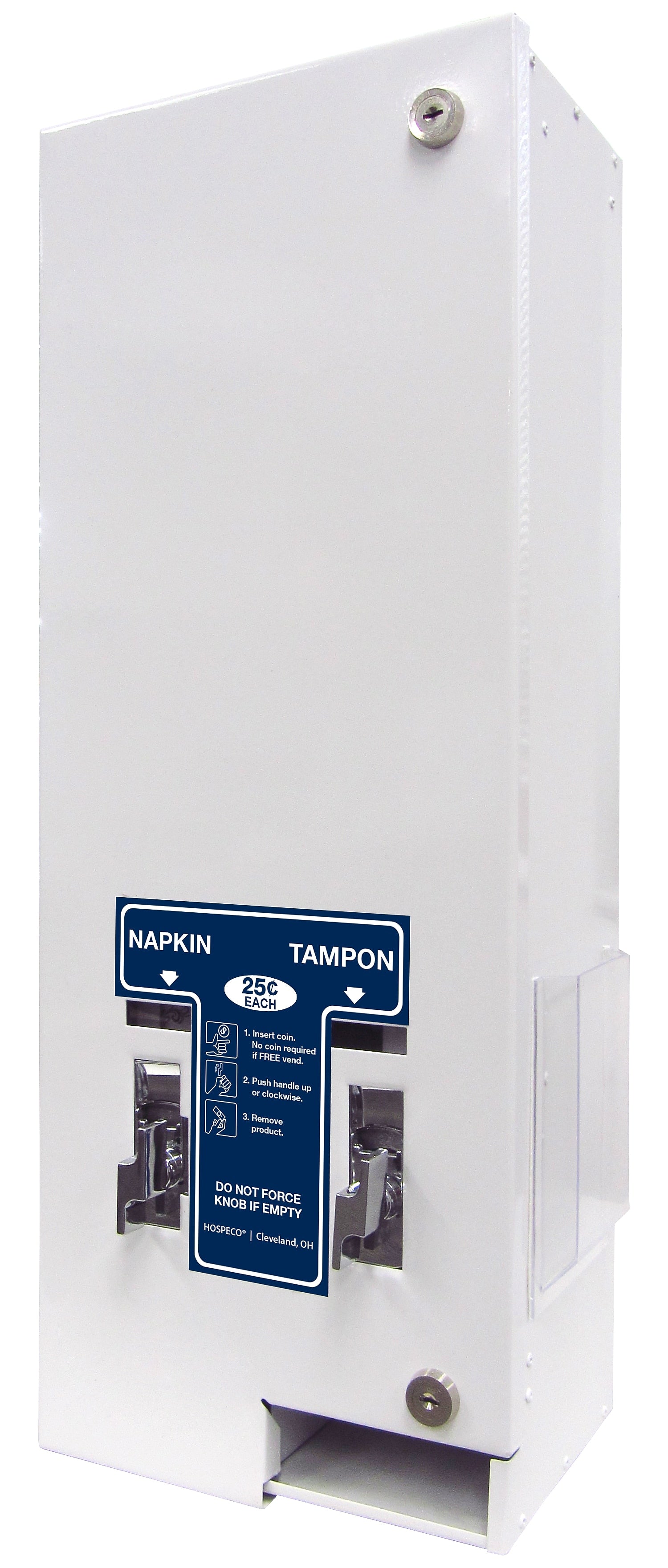 Health Gards Dual Pad And Tampon Dispenser, 25¢ Vend, White (D1-25)