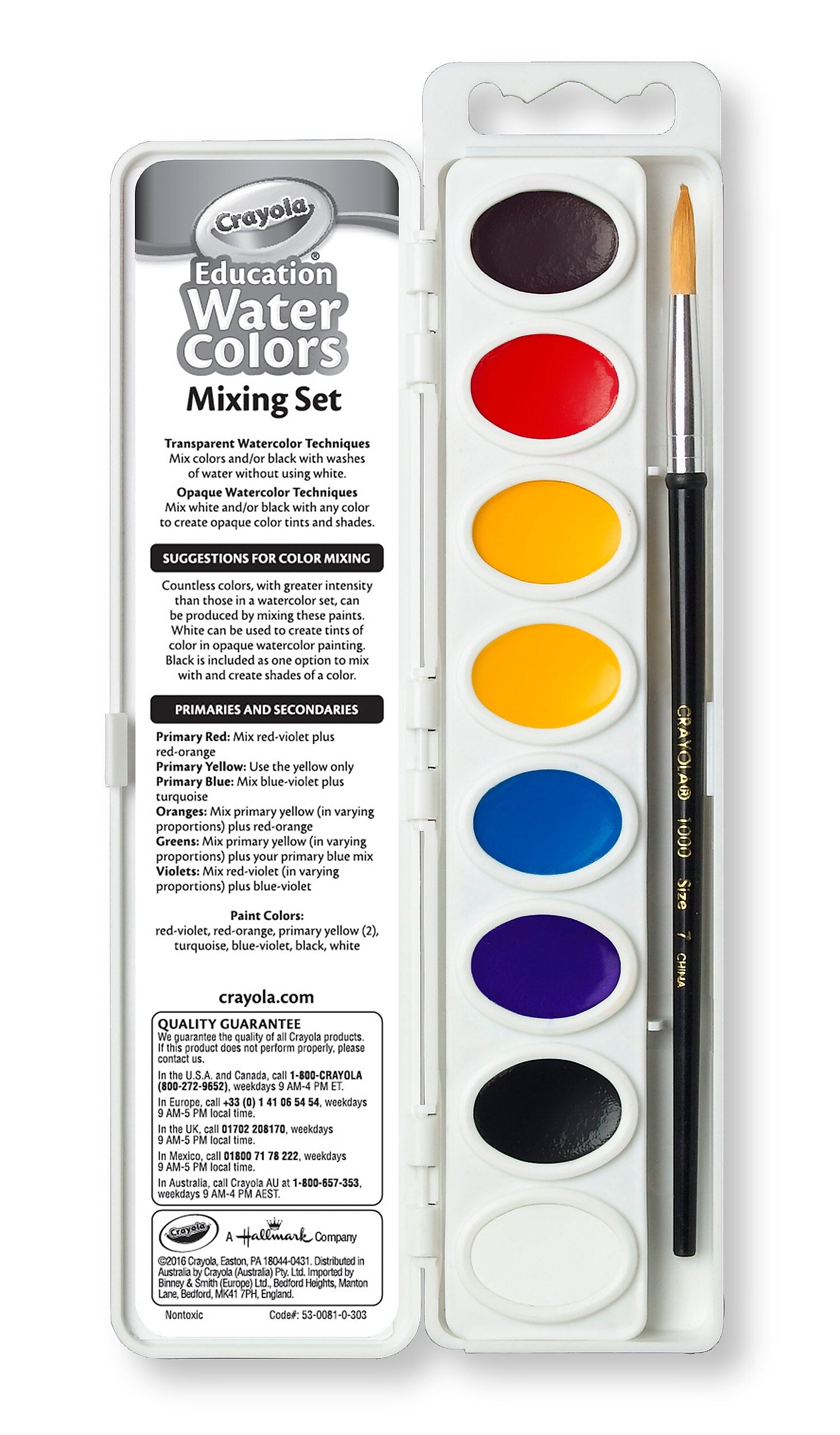 Crayola Water Color Mixing Set, Assorted Colors (53-0081)