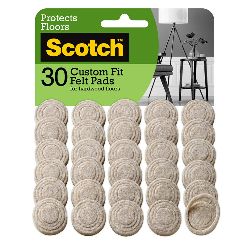 Scotch Custom Fit Felt Pads, 1.5" Beige, 30/Pack (SP884-NA)
