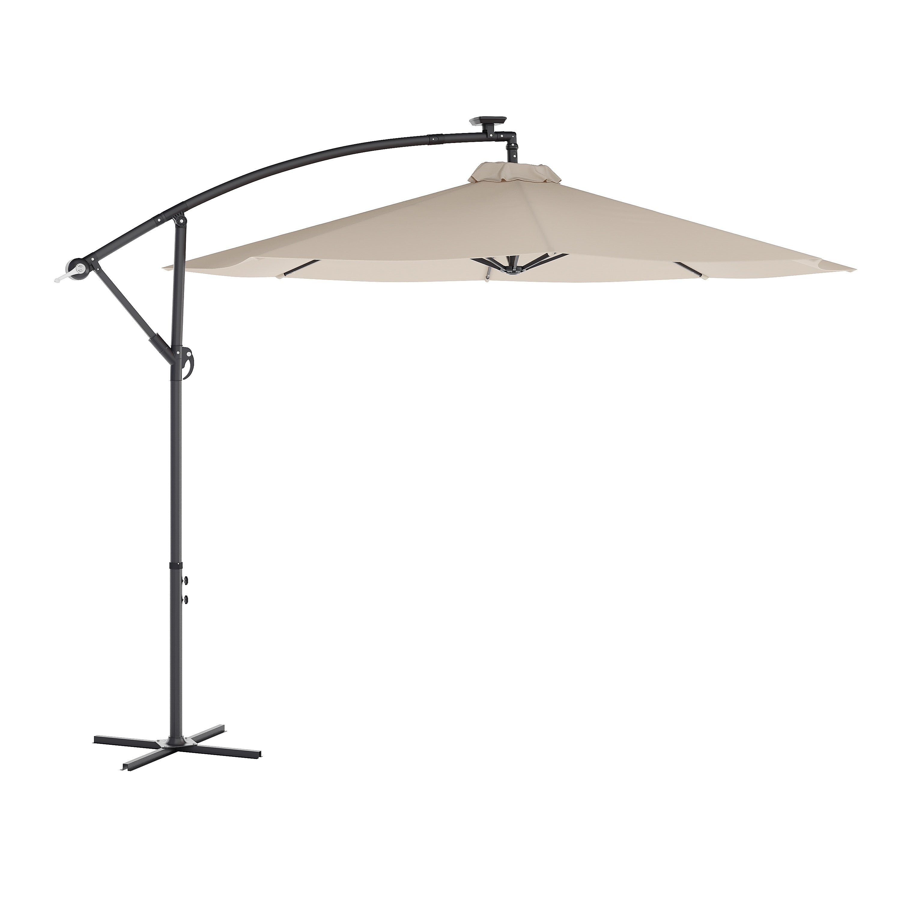 Flash Furniture Sedona Round Cantilever Umbrella with 32 Solar LED Lights, Tan (GMWLUU012TAN)