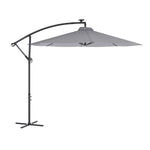 Flash Furniture Sedona Round Cantilever Umbrella with 32 Solar LED Lights, Gray (GMWLUU012GRY)