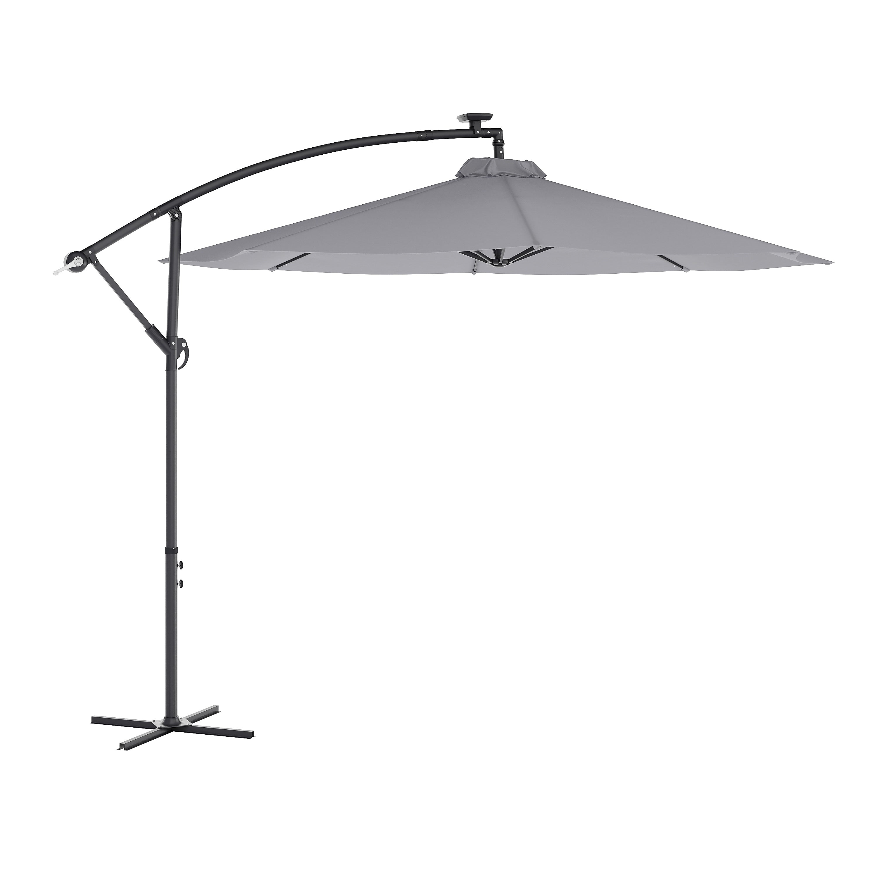 Flash Furniture Sedona Round Cantilever Umbrella with 32 Solar LED Lights, Gray (GMWLUU012GRY)
