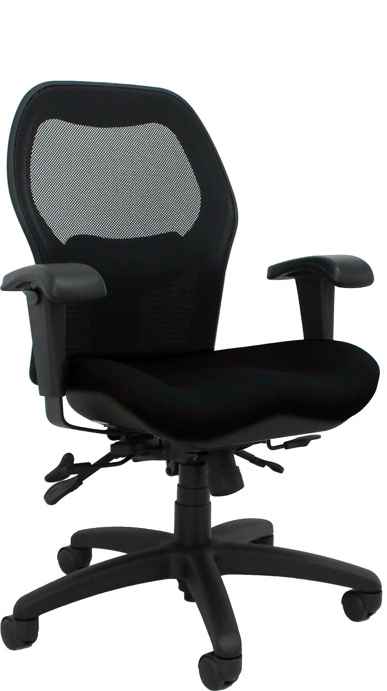 BodyBilt Mesh Back/Fabric Task Chair with Arms, Jet (V2607)