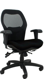 BodyBilt Mesh Back/Fabric Task Chair with Arms, Jet (V2607)