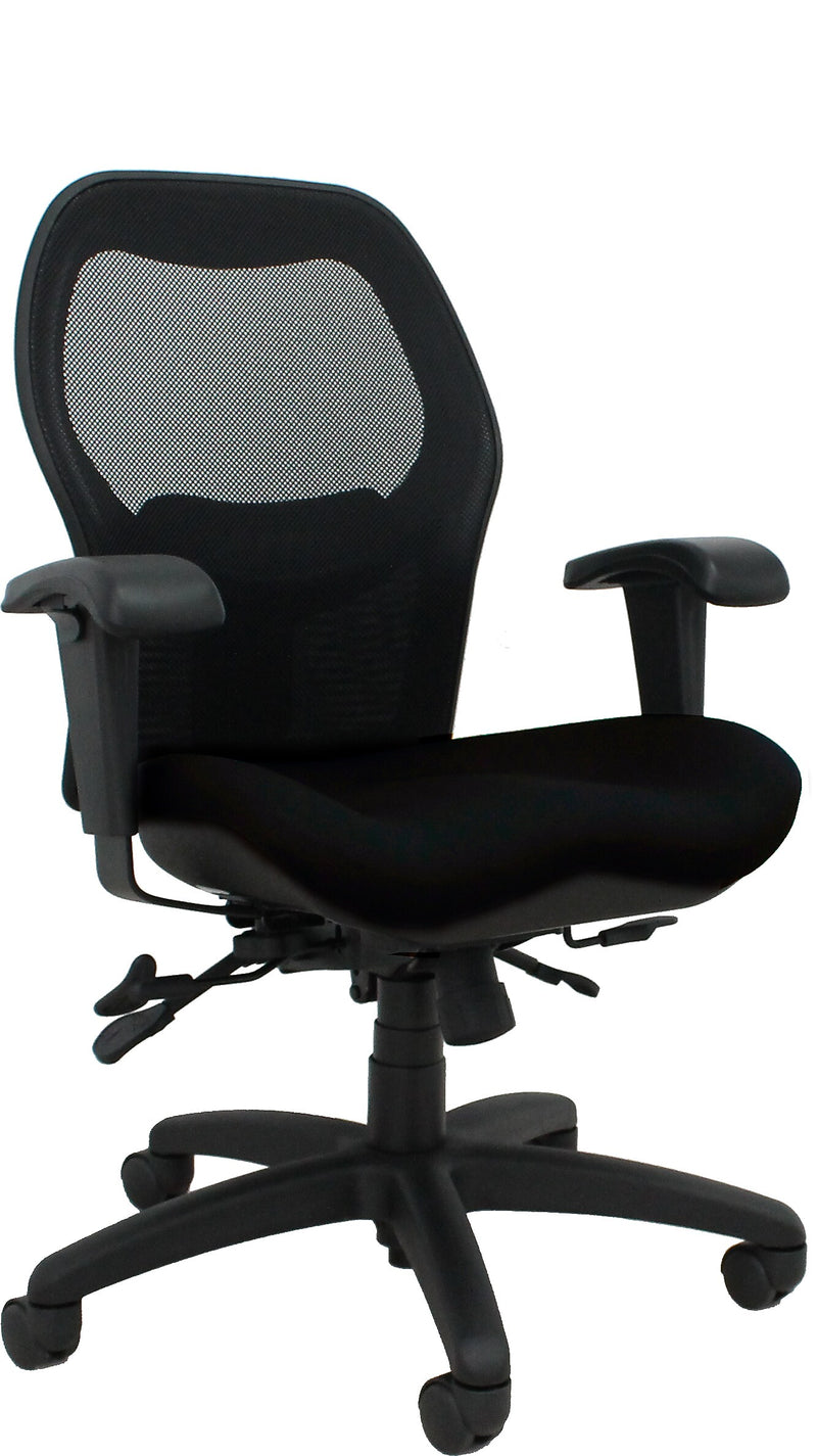 BodyBilt Mesh Back/Fabric Task Chair with Arms, Jet (V2607)