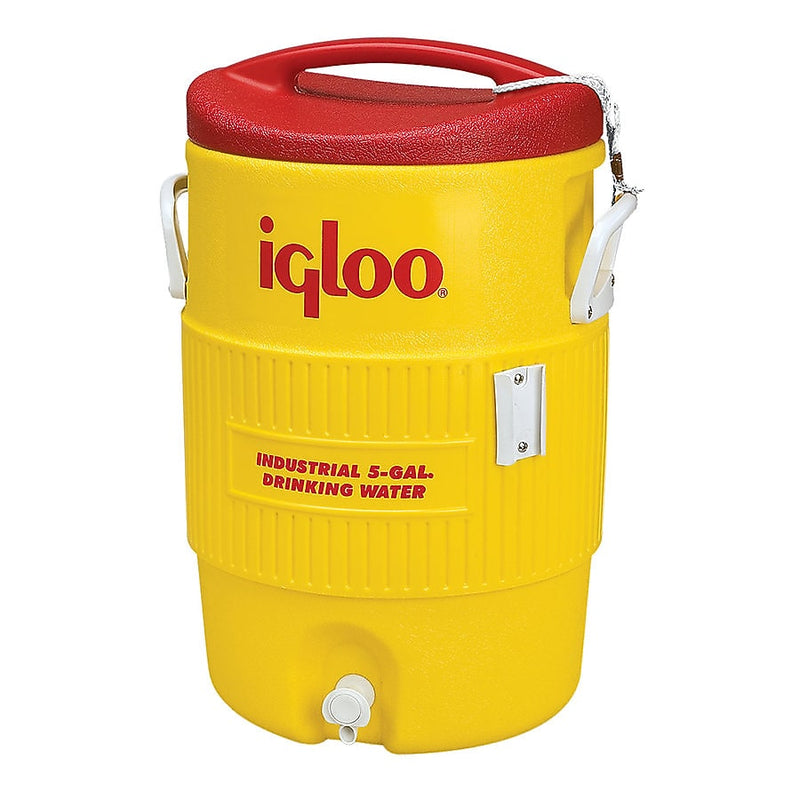 Igloo Plastic Rugged Duty Beverage Cooler with Spigot, Yellow/Red (385-451)