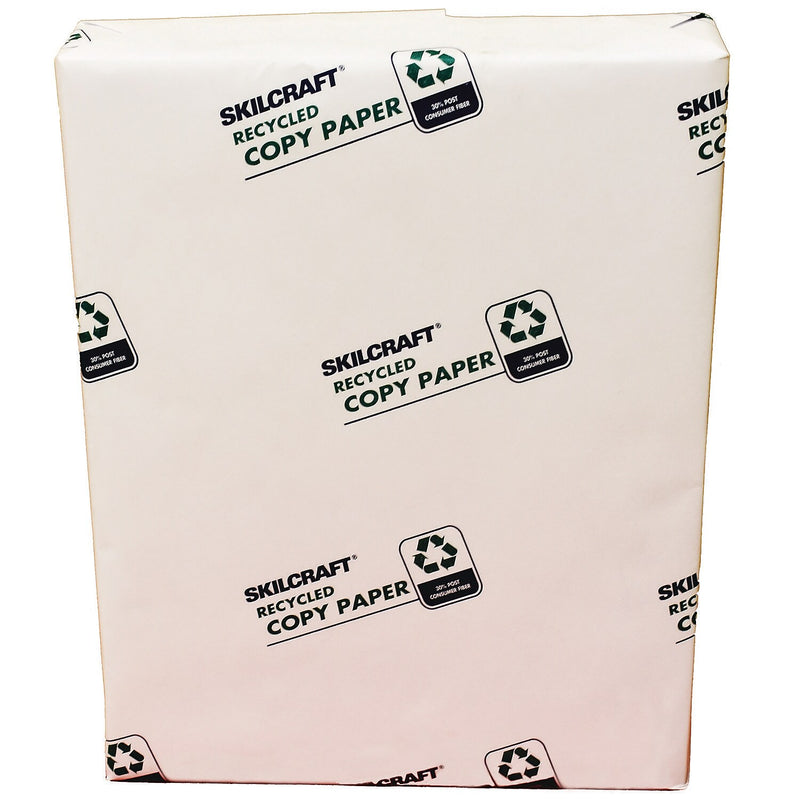 AbilityOne Skillcraft 30% Recycled 8.5" x 11" Copy Paper, 20 lbs. White, 500 Sheets/Ream, 3 Reams