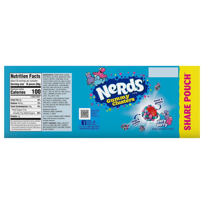 Nerds Very Berry Gummy Clusters Share Pack, 3 oz., 12/PK (220-02361)