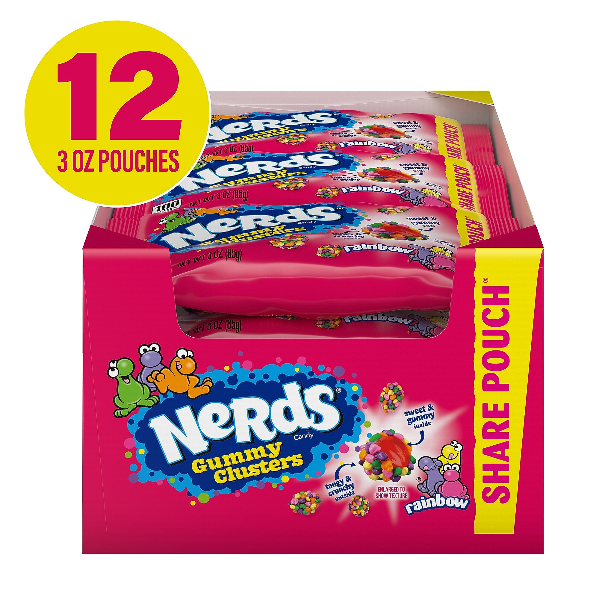 Nerds Rainbow Gummy Clusters Share Pack, 3 oz., 12/Pack (220-02360)